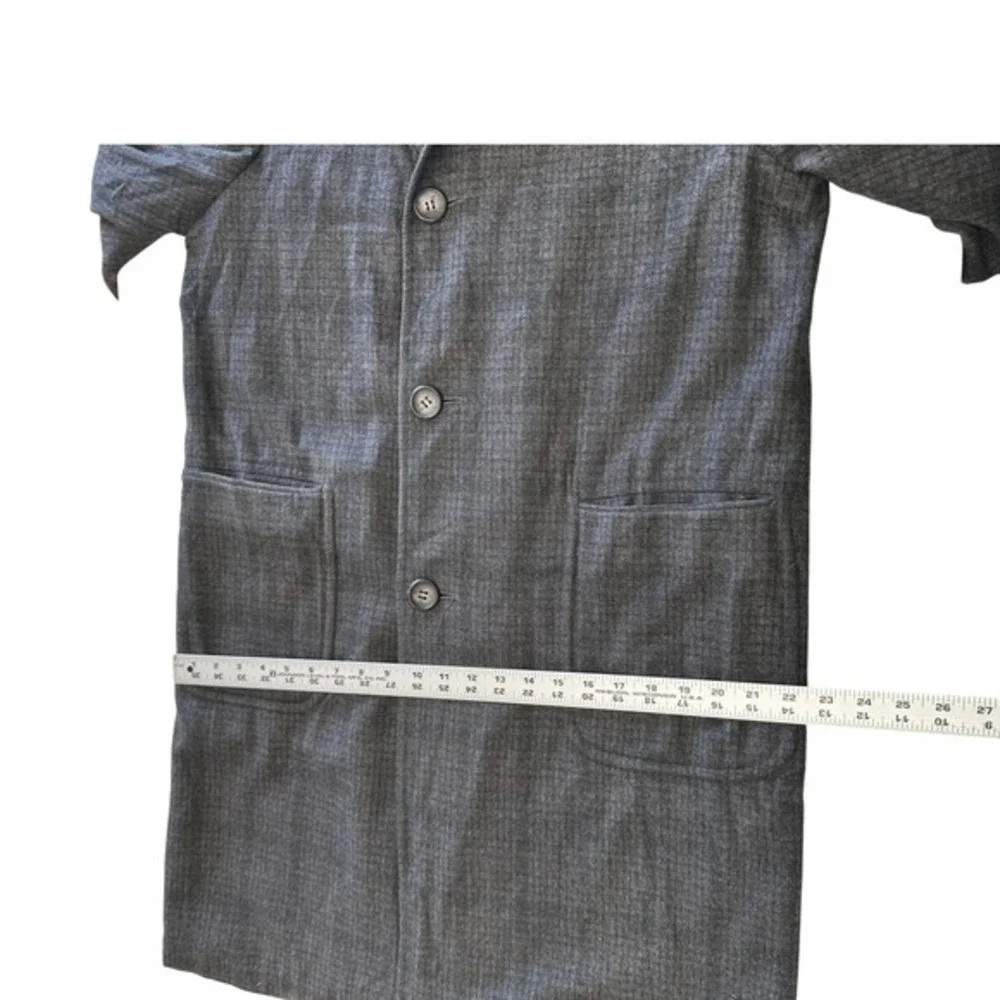 Vintage 60s Robert Hall Grey Wool Overcoat Plaid Mid Century‎ 3 Button Mens L